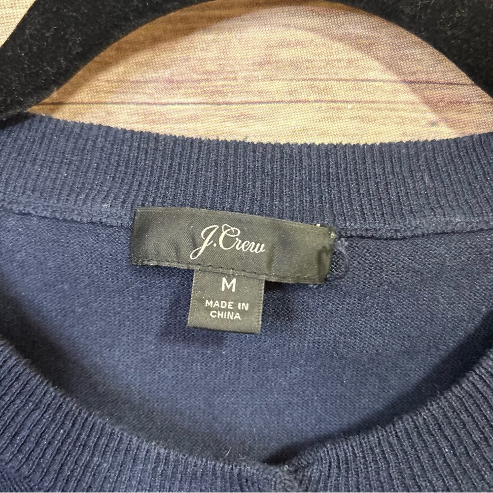 J. Crew Navy Pink Embroidered Wool Blend Jackie Cardigan Size Medium - Picture 3 of 5